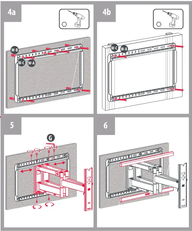 ONE FOR ALL WM5661 Dynamic Full-Motion TV Wall Mount - Installation