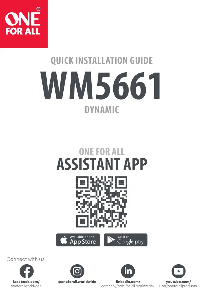 ONE FOR ALL WM5661 Dynamic Full-Motion TV Wall Mount Installation Guide