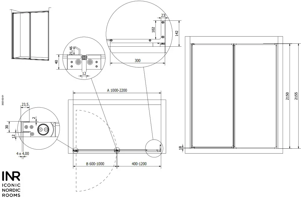 INR Edge 4 Left Shower Wall - overview 1