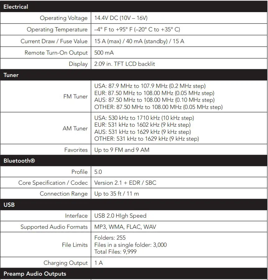 clarion CMM-10GR Marine Source Unit with LCD Display Owner's Manual - SPECIFICATIONS