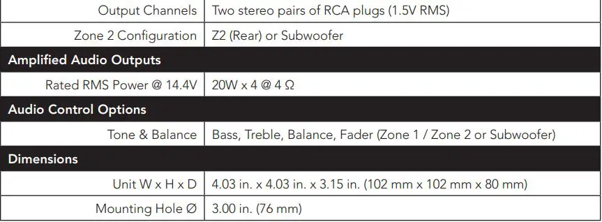 clarion CMM-10GR Marine Source Unit with LCD Display Owner's Manual - SPECIFICATIONS