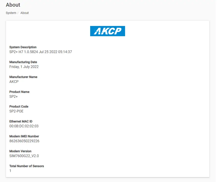 AKCP SP+ External Modem - About