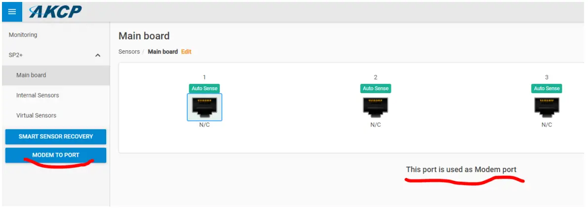 AKCP SP+ External Modem - software settings