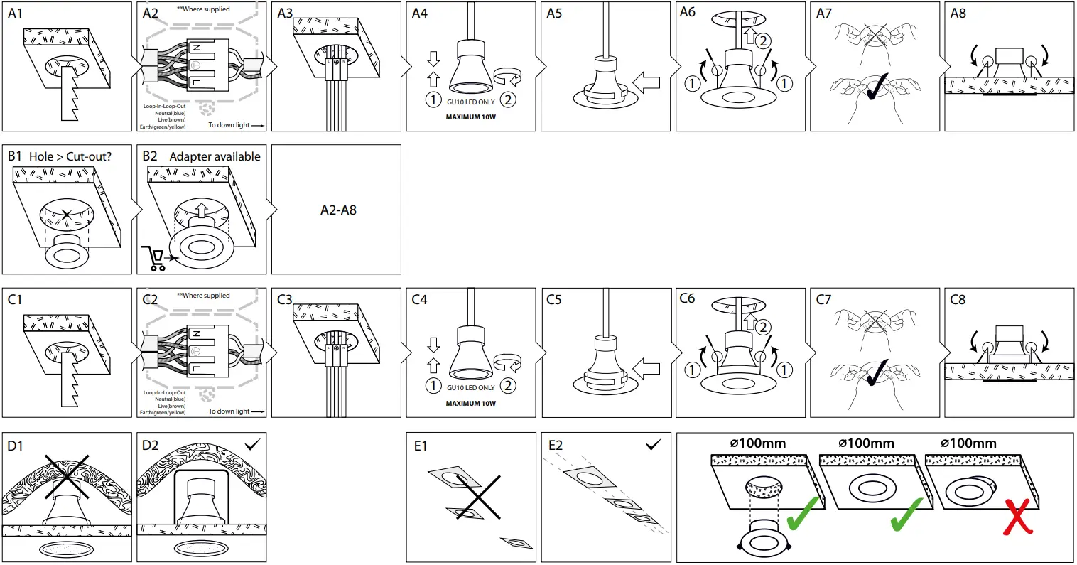 integral LED Evofire Fire Rated Downlight - Mounting
