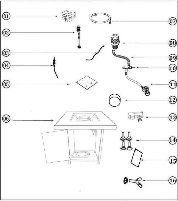 Sunnydaze WAR 986 30 Inch Square Propane Fire Pit Table - Accessories