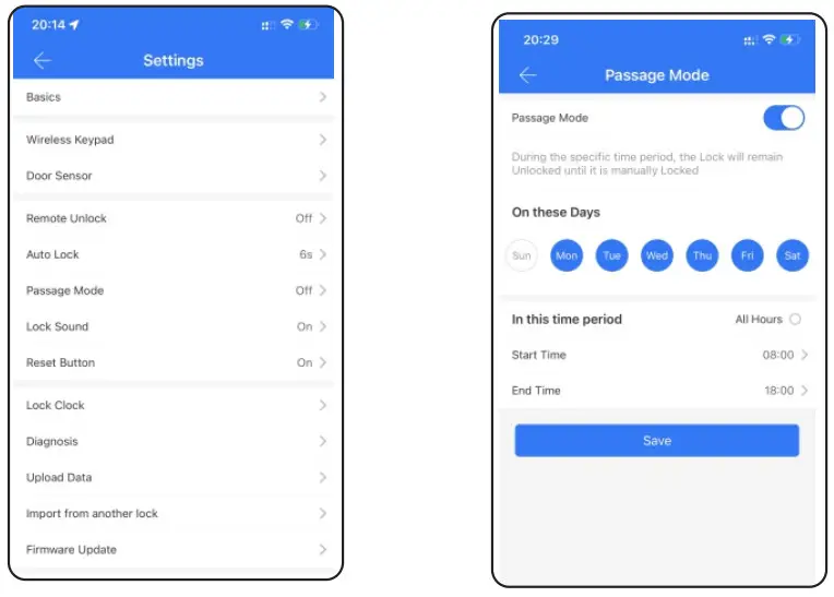 TTLock S1K Smart Cylinder Lock - Passage Mode
