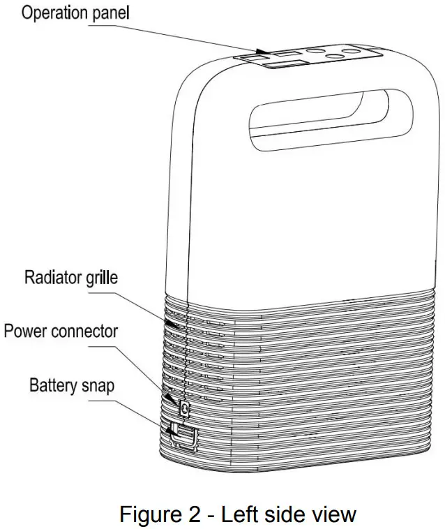 TTLIFE NT 2 Portable Oxygen Concentrator - side view 2