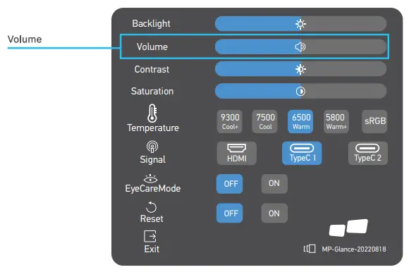 MW Glance 20220818 GLANCE Pro Touch Screen Monitor - Volume Up Dwon