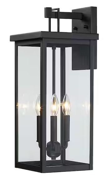 Trevot TD40019OT 3 Light 22.5 IOnch Large Black Outdoor Wall Lantern Sconce-produccct