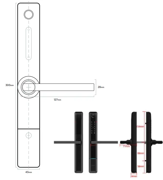 sylvan SL36E Smart Entry Locks - Dimensions