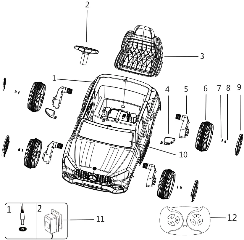 TOYZ MERCEDES W166 Battery Operated Ride On Car - parts listed