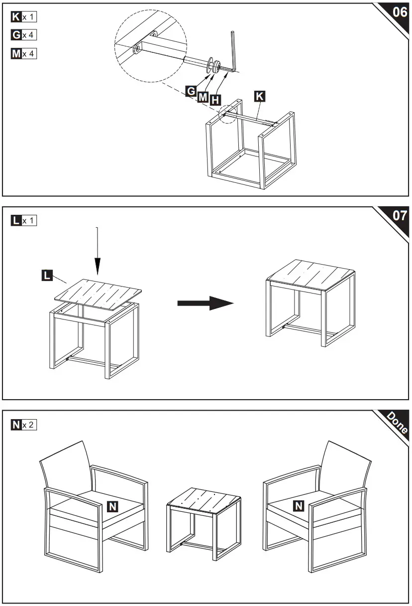 Outsunny 863 012 3PCS Patio Rattan Wicker Chair Table Set - fig 4