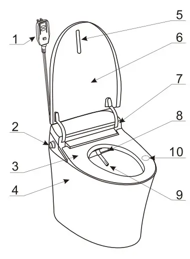 HOROW HR-0020 1 1.27 GPF Elongated Smart Toilet Bidet - Overall sketch