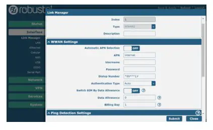 robustel R5020 Lite 5G Industrial Router - Settings