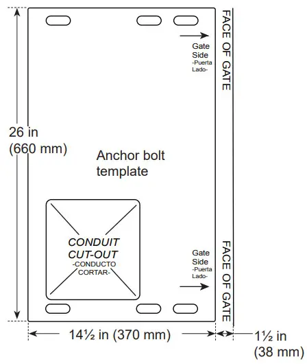 HySecurity SlideDriver II 200V Slide Gate Operator - BOLT LOCATIONS