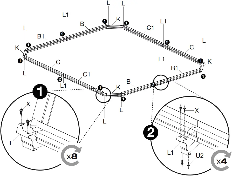 SOJAG 772830167191 Savino Black Metal Rectangle Screened Gazebo - 10