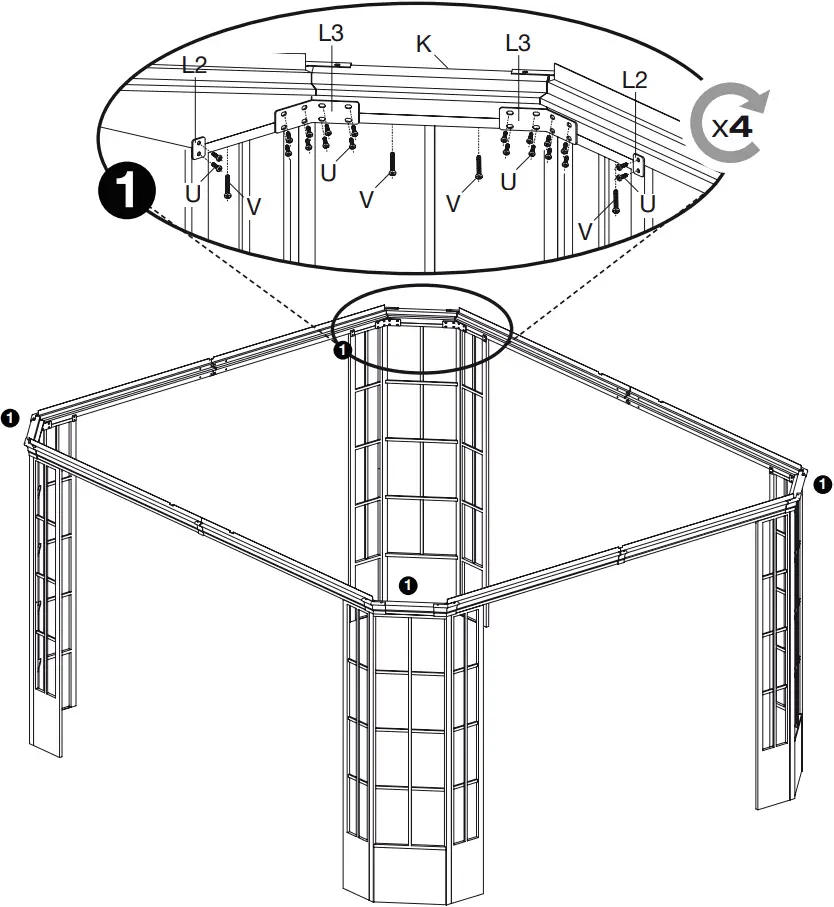 SOJAG 772830167191 Savino Black Metal Rectangle Screened Gazebo - 12