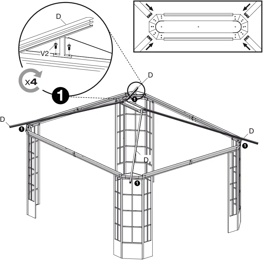 SOJAG 772830167191 Savino Black Metal Rectangle Screened Gazebo - 18