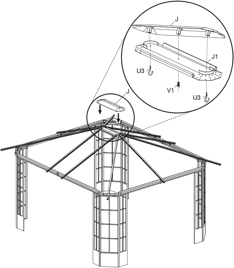 SOJAG 772830167191 Savino Black Metal Rectangle Screened Gazebo - 22