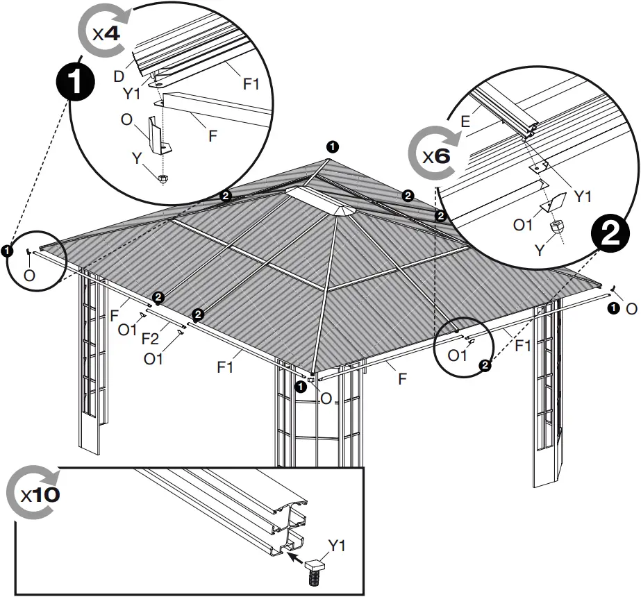 SOJAG 772830167191 Savino Black Metal Rectangle Screened Gazebo - 28