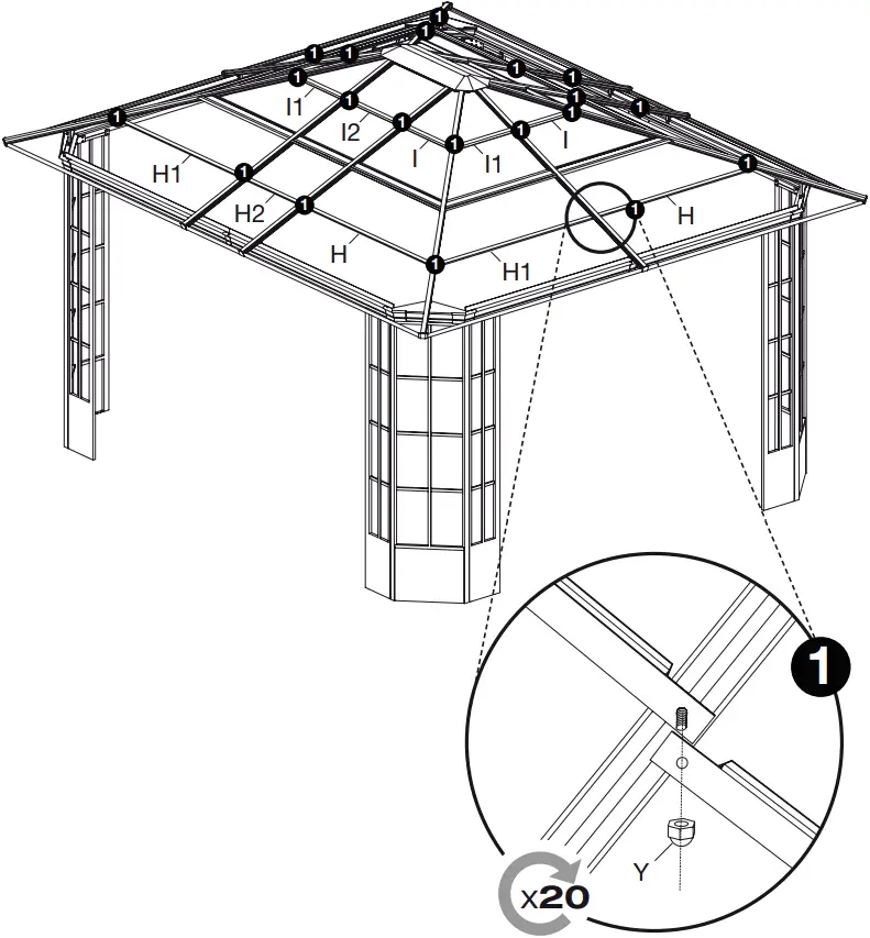 SOJAG 772830167191 Savino Black Metal Rectangle Screened Gazebo - 30