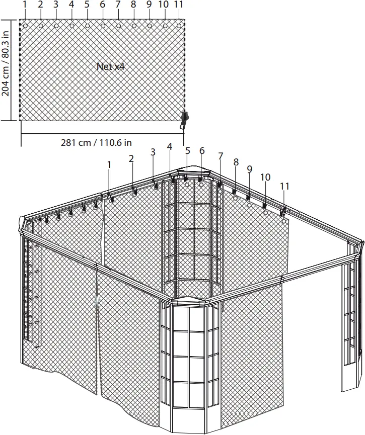 SOJAG 772830167191 Savino Black Metal Rectangle Screened Gazebo - 32