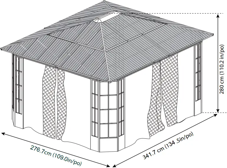 SOJAG 772830167191 Savino Black Metal Rectangle Screened Gazebo