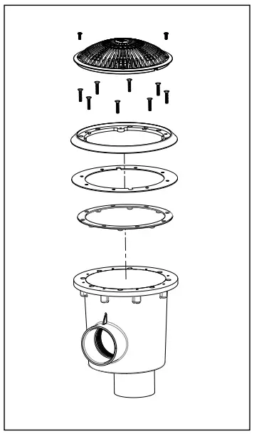 Waterway 640 1800 V Series 10 Tru Flo Cover and Frame - DRAINS 1
