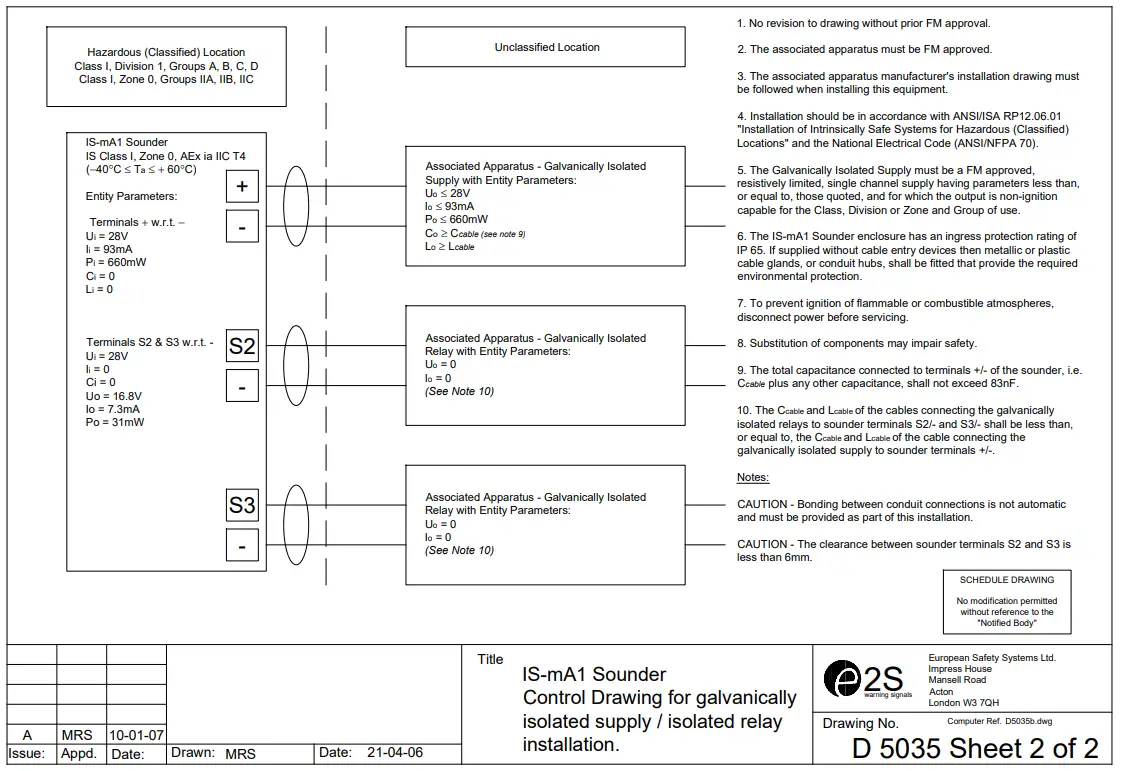 e2S IS mA1 Intrinsically Safe Round Sounder - Sounde9
