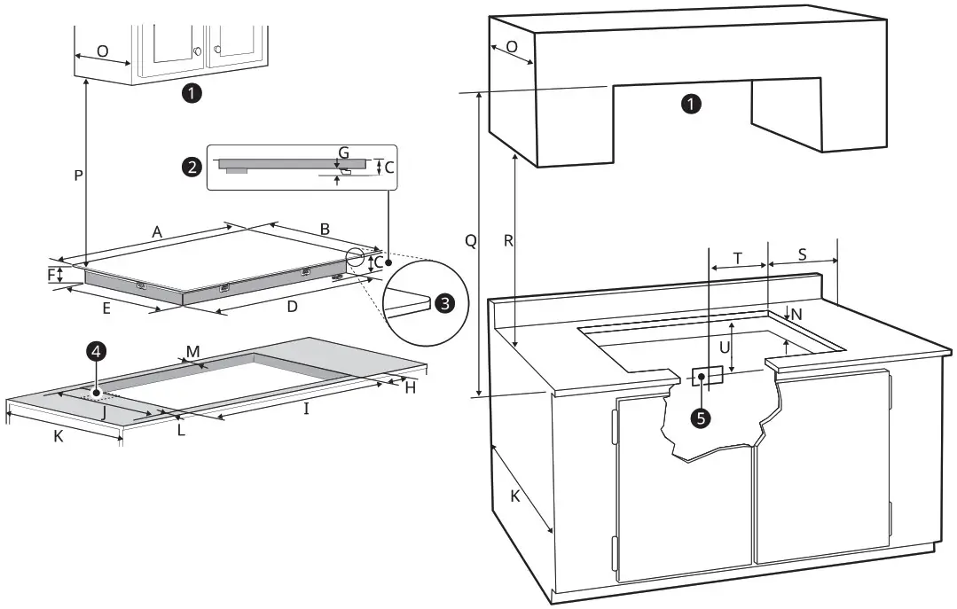 LG CBIS3618B STUDIO Induction Cooktop - Dimensions and Clearance