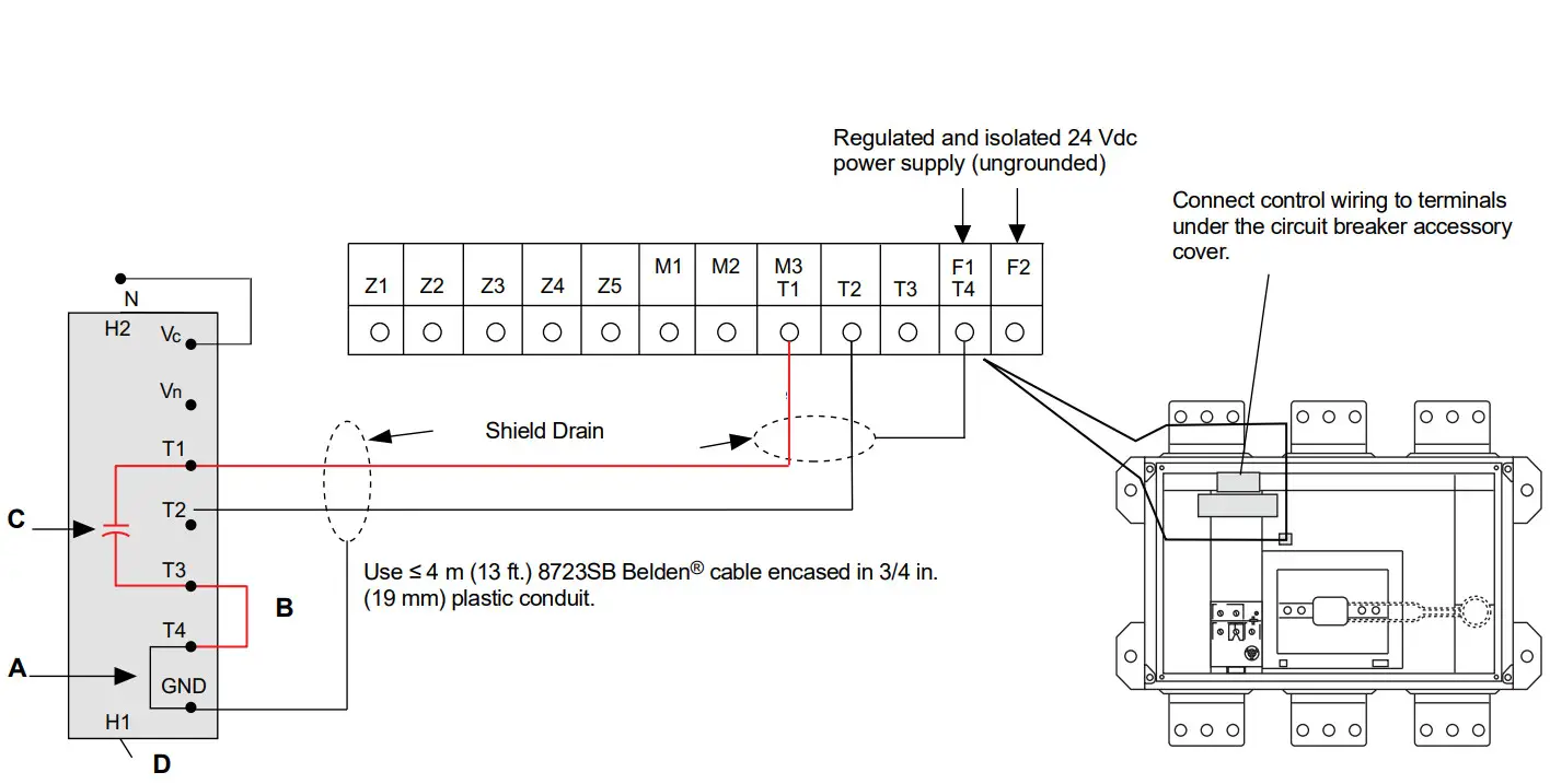 Schneider Electric PowerPacT R Frame and NS1600b NS3200 Circuit Breaker - Wiring Schematic