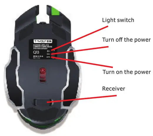 T-WOLF Q13 Wireless Charging Game Mouse