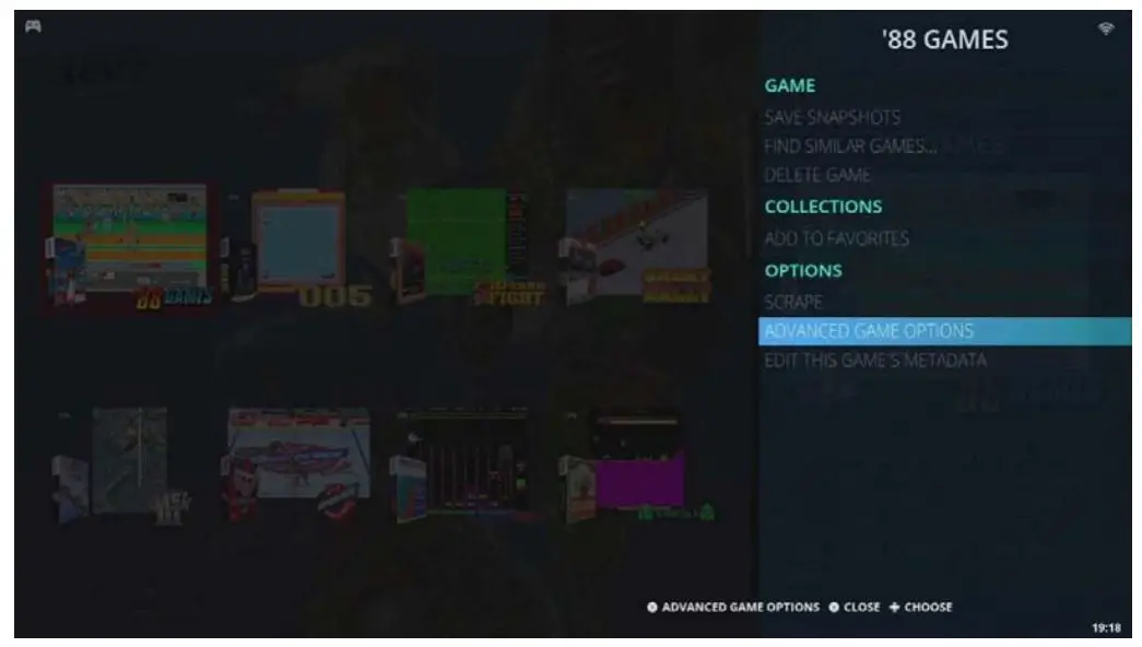 JMachen Hyper Base FC Video Game Console - A side menu will pop up, choose ADVANCED GAME OPTIONS