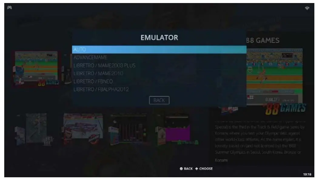 JMachen Hyper Base FC Video Game Console - Emulator will be preset to Auto, press it and choose another emulator 2