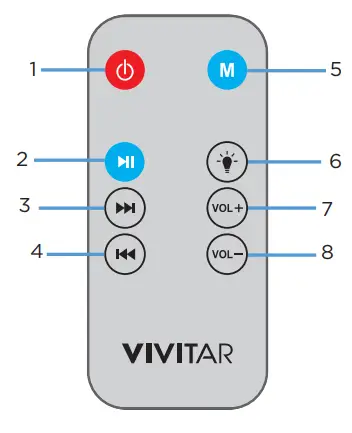 VIVITAR V60093BT NOC Wireless Light Up Tower Speaker - Speaker Controls