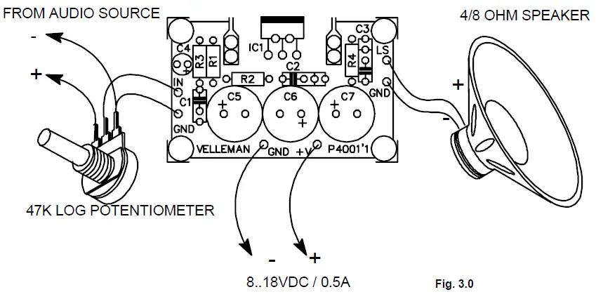 Velleman-K4001-7W-MONO-Audio-Amplifier-fig-18