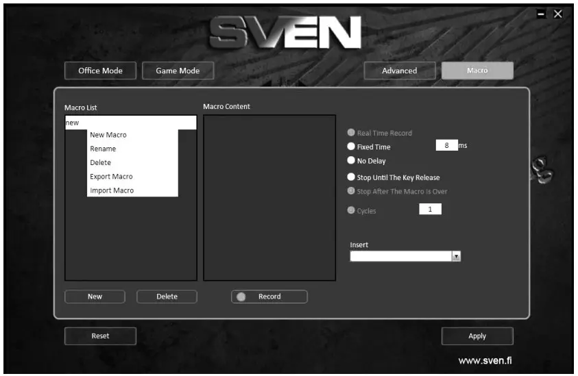 Saving, loading a macro
