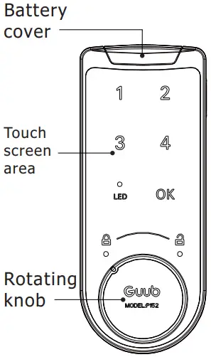 EPIC OFFICE P152 Touch Keypad Function Guub Intelligent Lock - Battery