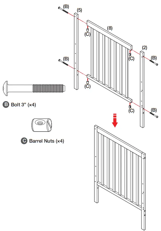 Dream On Me SYNERGY Convertible Crib and Changer - RIGHT LEGS ASSEMBLY