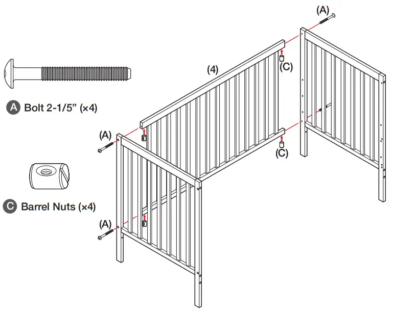 Dream On Me SYNERGY Convertible Crib and Changer - SIDE PANEL ASSEMBLY