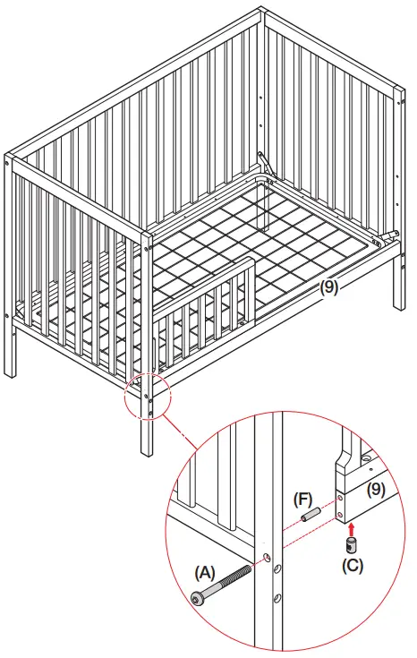 Dream On Me SYNERGY Convertible Crib and Changer - TODDLER BED ASSEMBLY