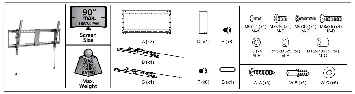 manhattan-462020-Low-Profile-Tilting-TV-Wall-Mount-FIG-1