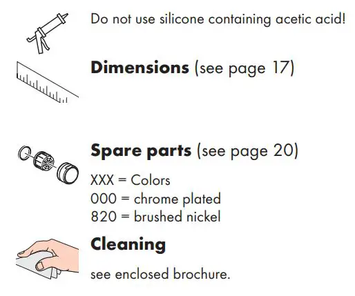 hansgrohe Starck Holders Instruction Manual - Symbol description