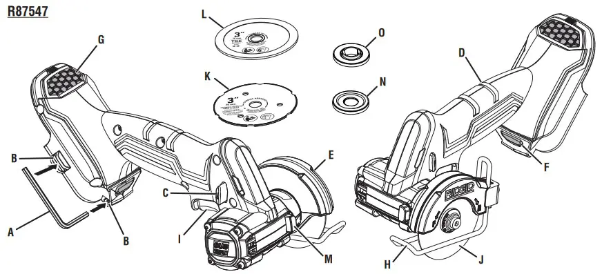 RIDGID R87547 18V SubCompact Brushless Cordless 3 Inch Multi Material Saw - fig 1