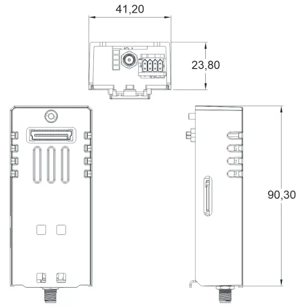 EXOR International PLCM10B Industrial LTE Modem - Dimensions