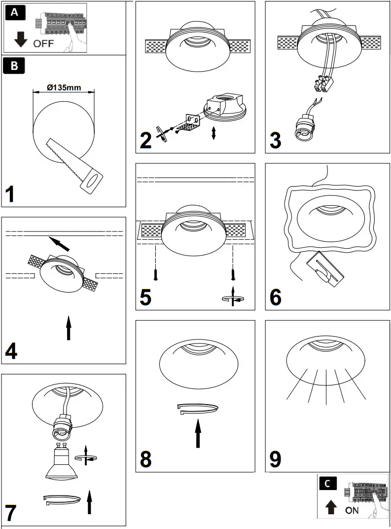 OPTONICA 2062 Ceiling Fitting Trimless Recessed -