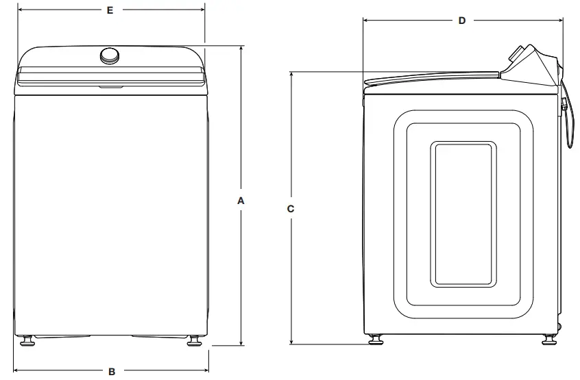 MAYTAG MVW6500MW 4.7 cu ft Top Load Washer - DIMENSIONS