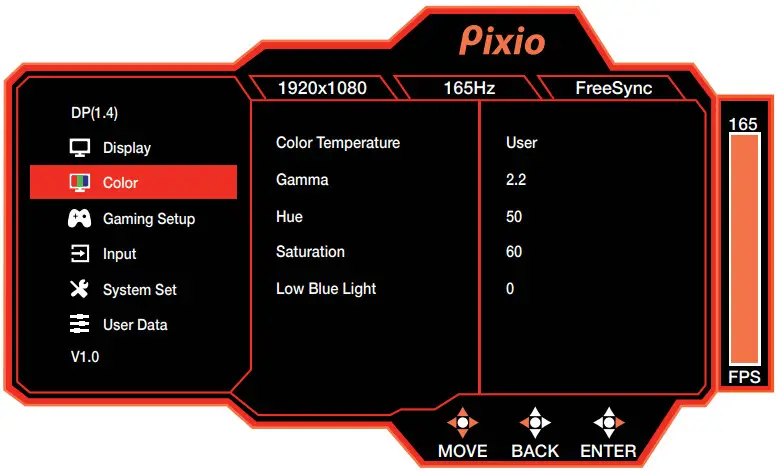 Pixio PX248PS Gaming Monitor - Color