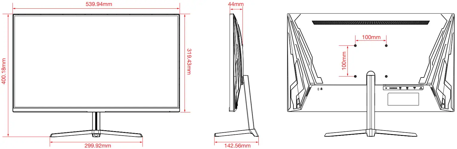 Pixio PX248PS Gaming Monitor - Dimension & Weight