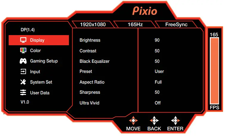 Pixio PX248PS Gaming Monitor - OSD Navigation